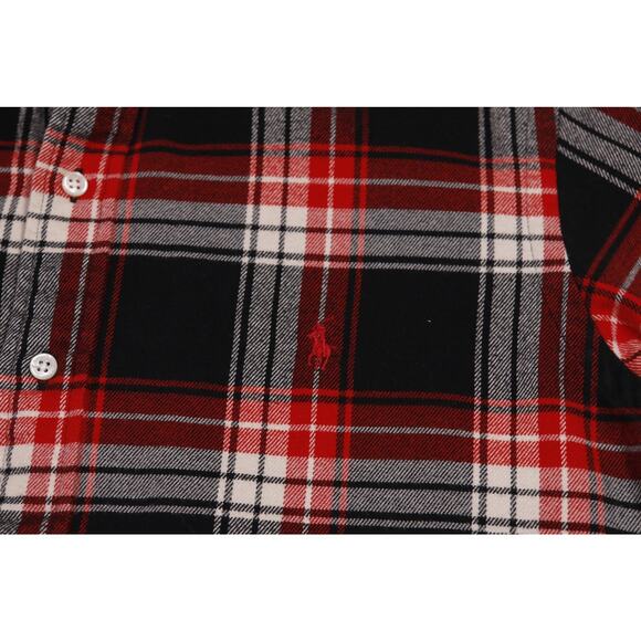 Ralph Lauren Men Custom Fit Red Black White Plaid Flannel Button-Up Shirt Medium - Picture 4 of 7